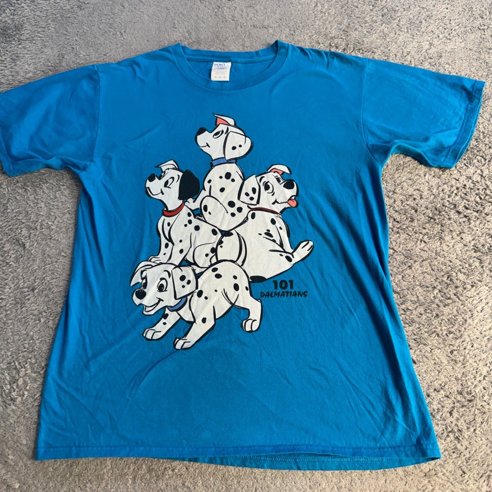 Port & Company 101 Dalmatians Graphic Tee Blue Medium Cotton